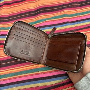 A.P.C. Brown Leather Zip Around Wallet Rue Madame Paris Minimalist Designer